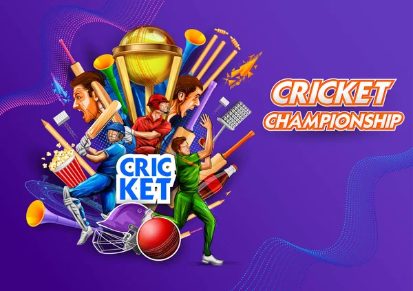 Batsman spelare som spelar cricket Championship sport 2019 — Stock vektor