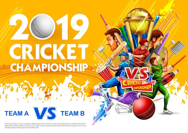 Batsman player playing cricket championship sports 2019 — Stock Vector