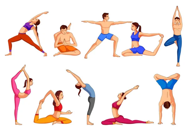 Dia Internacional de Yoga no dia 21 de junho —  Vetores de Stock