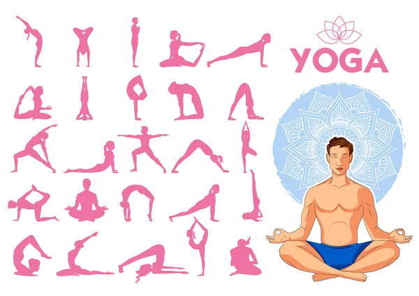 Internationale Yoga Dag op 21 juni — Stockvector