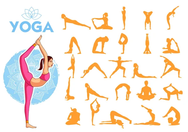 Dia Internacional de Yoga no dia 21 de junho —  Vetores de Stock