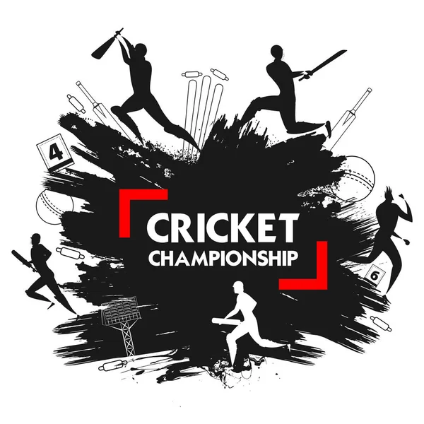 Batsman jugador jugando deportes campeonato de cricket 2019 — Vector de stock