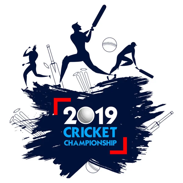 Batsman oyuncusu oynayan Kriket Şampiyonası spor 2019 — Stok Vektör