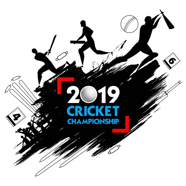 Batsman spelare som spelar cricket Championship sport 2019 — Stock vektor