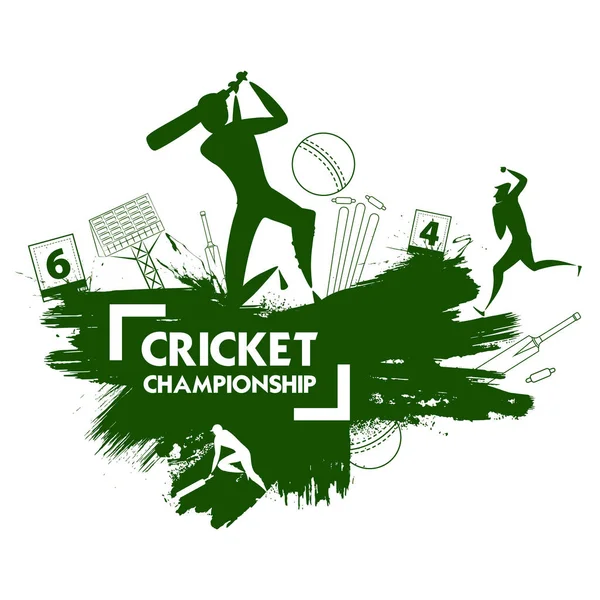 Batsman player playing cricket championship sports 2019 — Stock Vector