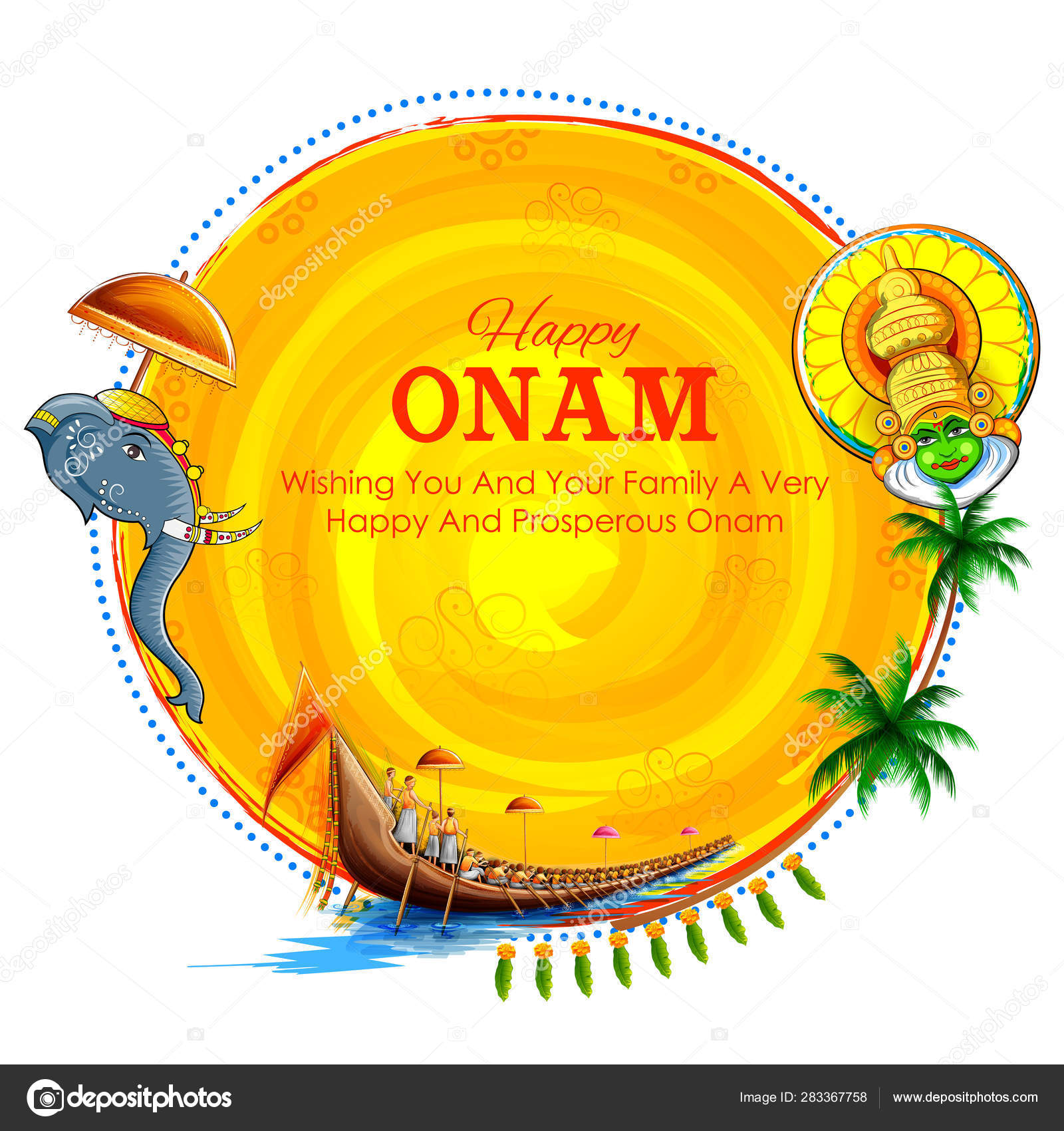 Illustration of colorful background for Happy Onam festival of South India  Kerala Stock Vector Image by ©vectomart #283367758