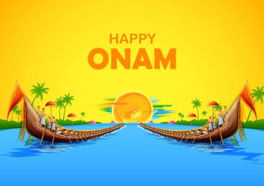 Güney Hindistan Kerala Happy Onam festivali için renkli arka plan illüstrasyon