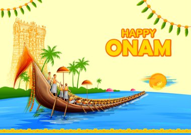 Güney Hindistan Kerala Happy Onam festivali için renkli arka plan illüstrasyon