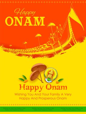 Güney Hindistan Kerala Happy Onam festivali için renkli arka plan illüstrasyon