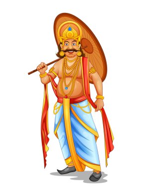 Güney Hindistan Kerala Happy Onam festivali için renkli arka plan illüstrasyon