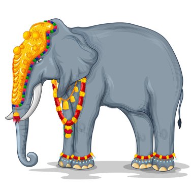Onam, Dussehra alayı gibi Hindistan'ın farklı festivallerinde kullanılan dekore edilmiş Hint fili