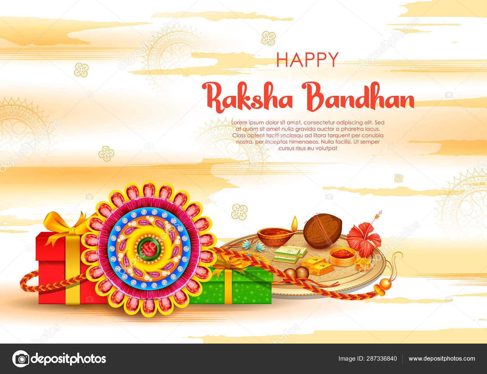 Greeting card with Decorative Rakhi for Raksha Bandhan background Stock  Vector Image by ©vectomart #287336840