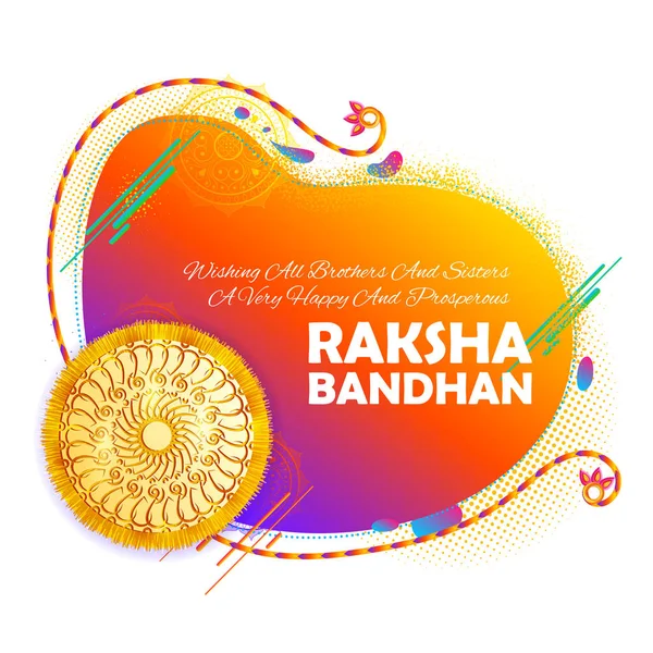 Tarjeta de felicitación con Rakhi decorativo para fondo Raksha Bandhan — Archivo Imágenes Vectoriales