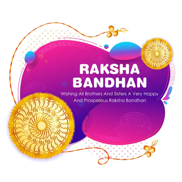 Ευχετήρια κάρτα με διακοσμητικό Rakhi για φόντο Raksha Bandhan — Διανυσματικό Αρχείο