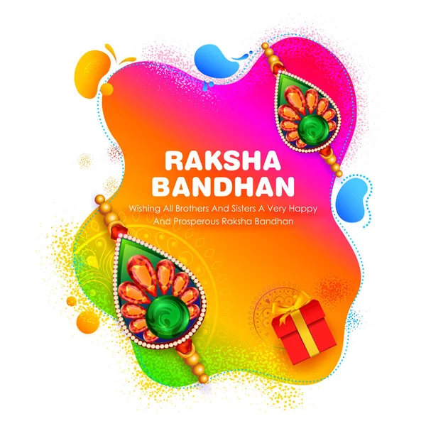 Tarjeta de felicitación con Rakhi decorativo para fondo Raksha Bandhan — Archivo Imágenes Vectoriales