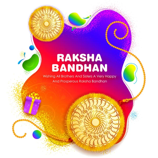 Tarjeta de felicitación con Rakhi decorativo para fondo Raksha Bandhan — Archivo Imágenes Vectoriales