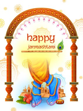 Happy Janmashtami festival background of India clipart