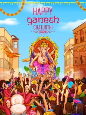 Hint halkı Ganesh Chaturthi festivali için Ganpati 'nin arka planını kutluyor.