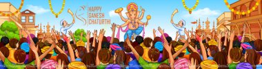 Hint halkı Ganesh Chaturthi festivali için Ganpati 'nin arka planını kutluyor.