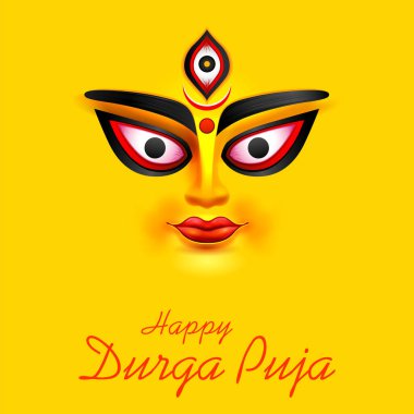 Goddess Durga Face in Happy Durga Puja Subh Navratri Indian religious header banner background clipart