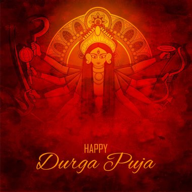 Durga Puja Subh Navratri 'deki Durga Surat Tanrıçası Dini afiş arka planı