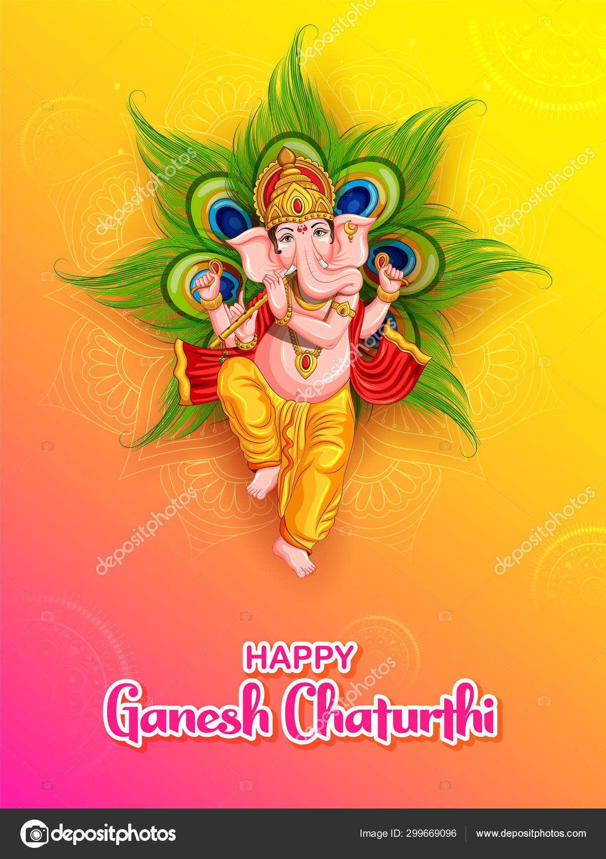 Lord Ganesha religious background for Ganesh Chaturthi festival of