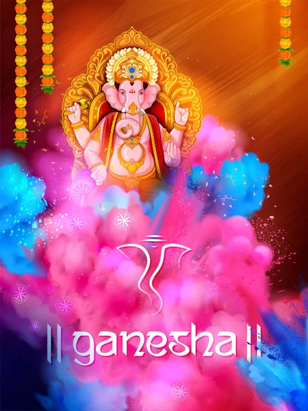 Lord Ganesha religijne tło dla Ganesh Chaturthi festiwalu Indii — Wektor stockowy