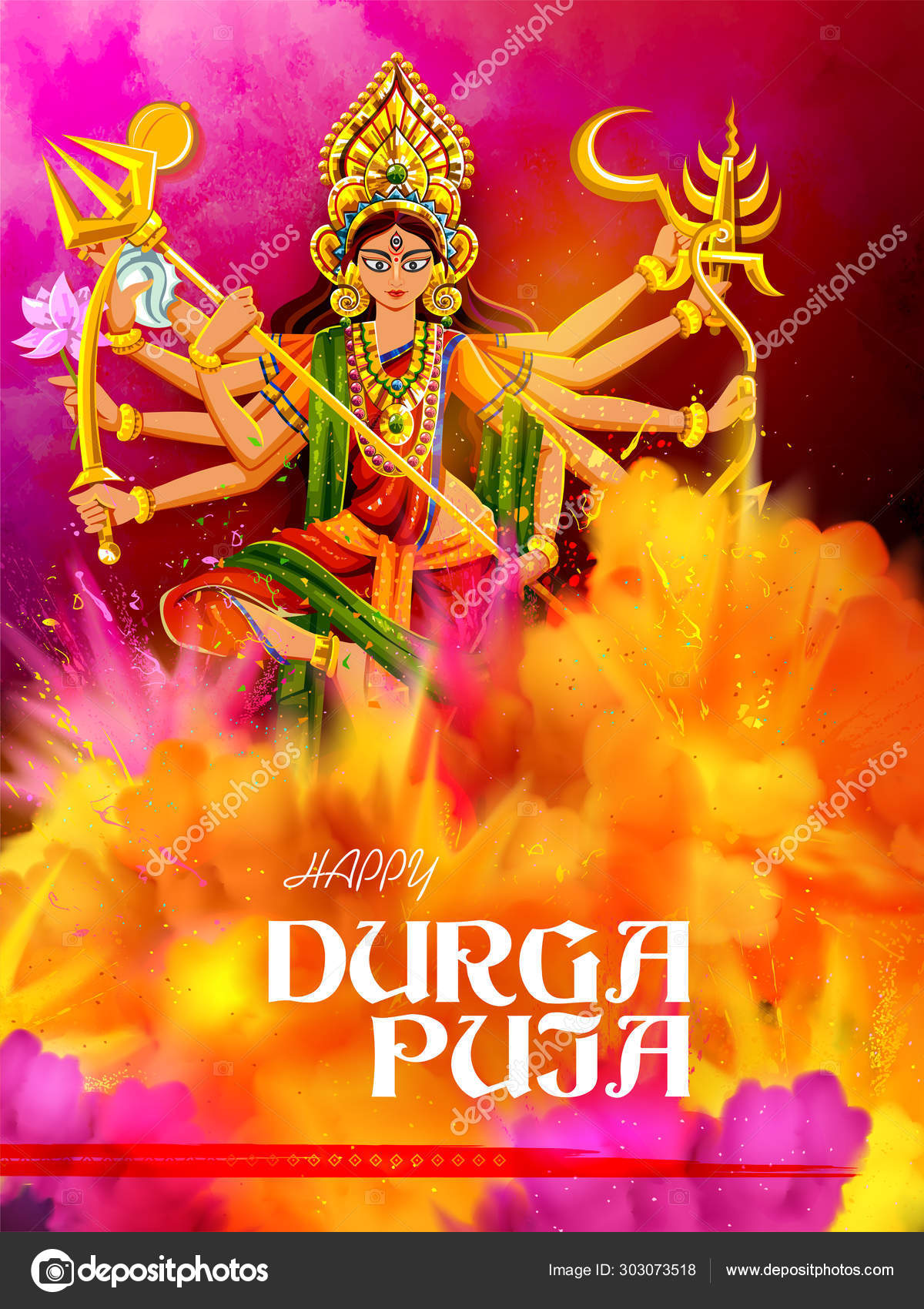 Goddess Durga in Happy Durga Puja Subh Navratri Indian religious header banner  background Stock Vector Image by ©vectomart #303073518