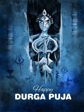 Mutlu Durga Puja Subh Navratri Hint dini başlık afiş afiş arka plan Tanrıça Durga