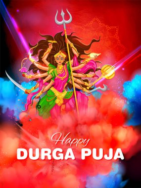 Mutlu Durga Puja Subh Navratri Hint dini başlık afiş afiş arka plan Tanrıça Durga