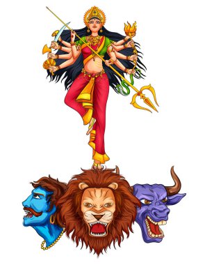 Mutlu Durga Puja Subh Navratri Hint dini başlık afiş afiş arka plan Tanrıça Durga