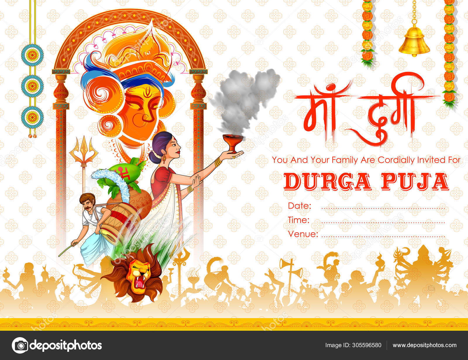 Goddess Durga in Happy Durga Puja Subh Navratri Indian religious header banner  background Stock Vector Image by ©vectomart #305596580