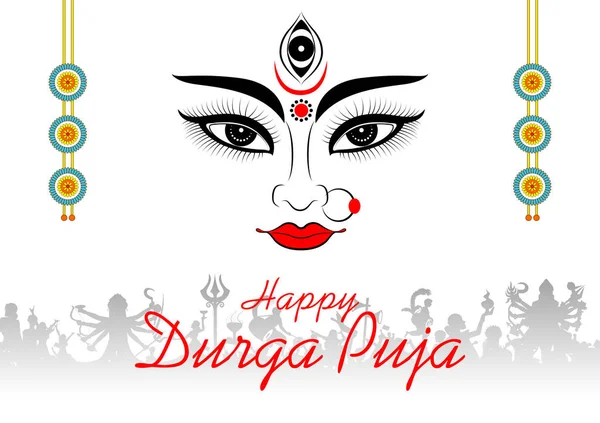 Diosa Durga en Happy Durga Puja Subh Navratri Indio religioso encabezado banner fondo — Vector de stock