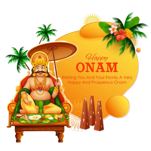 Kleurrijke vakantie banner achtergrond voor gelukkig Onam religieuze festival van Zuid-India Kerala — Stockvector