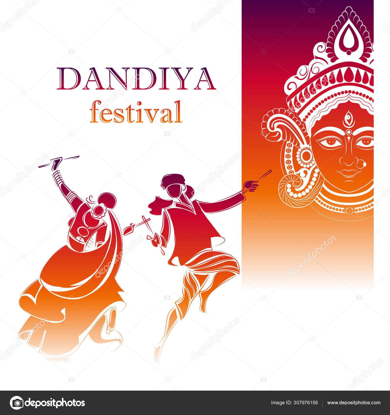 Couple playing Dandiya in disco Garba Night banner poster for Navratri  Dussehra festival of India Stock Vector Image by ©vectomart #307976156