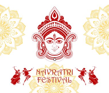 Hindistan Navratri Dussehra festivali için disko Garba Gece afiş Dandiya oynayan çift