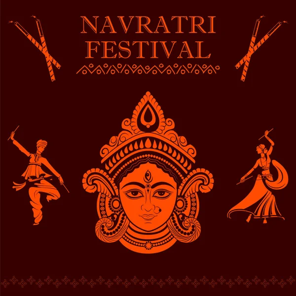 Néhány játszó Dandiya a diszkó Garba Night banner plakát a Navratri Dussehra fesztivál India — Stock Vector