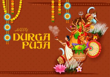Mutlu Durga Puja Subh Navratri Hint dini başlık afiş arka plan Tanrıça