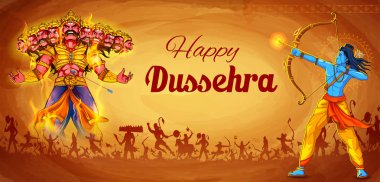 Lord Rama, Dussehra Navratri festivalinde Ravana 'yı öldürüyor.