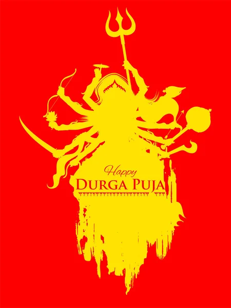 Déesse dans Happy Durga Puja Subh Navratri indienne en-tête religieux fond de bannière — Image vectorielle