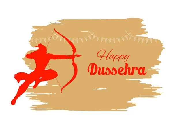Лорд Рама на индийском фестивале Навратри в афише "Happy Dussehra" — стоковый вектор