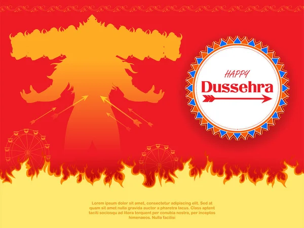 Râvana met tien hoofden voor Navratri festival van India poster voor Dussehra — Stockvector