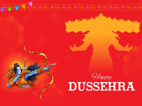 Lord Rama uccide Ravana nel Dussehra Navratri festival dell'India poster — Vettoriale Stock