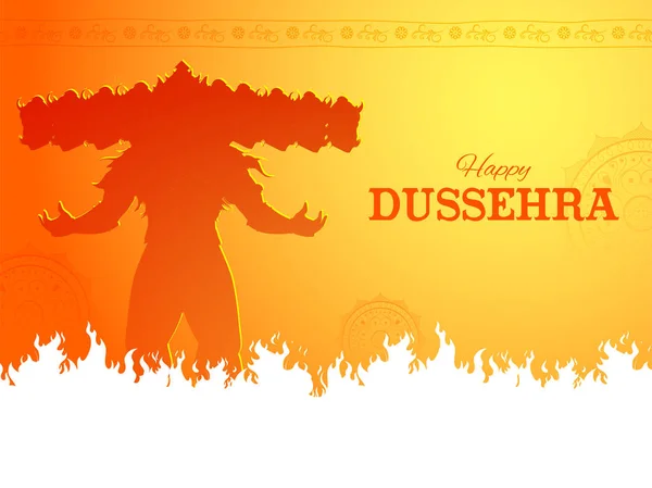 Râvana met tien hoofden voor Navratri festival van India poster voor Dussehra — Stockvector