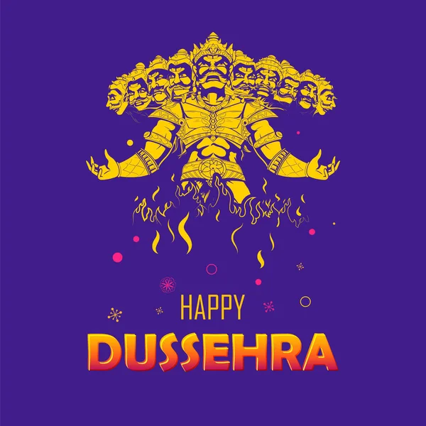 Ravana, Navratri festivali için on başlı Hindistan Dussehra posteri. — Stok Vektör