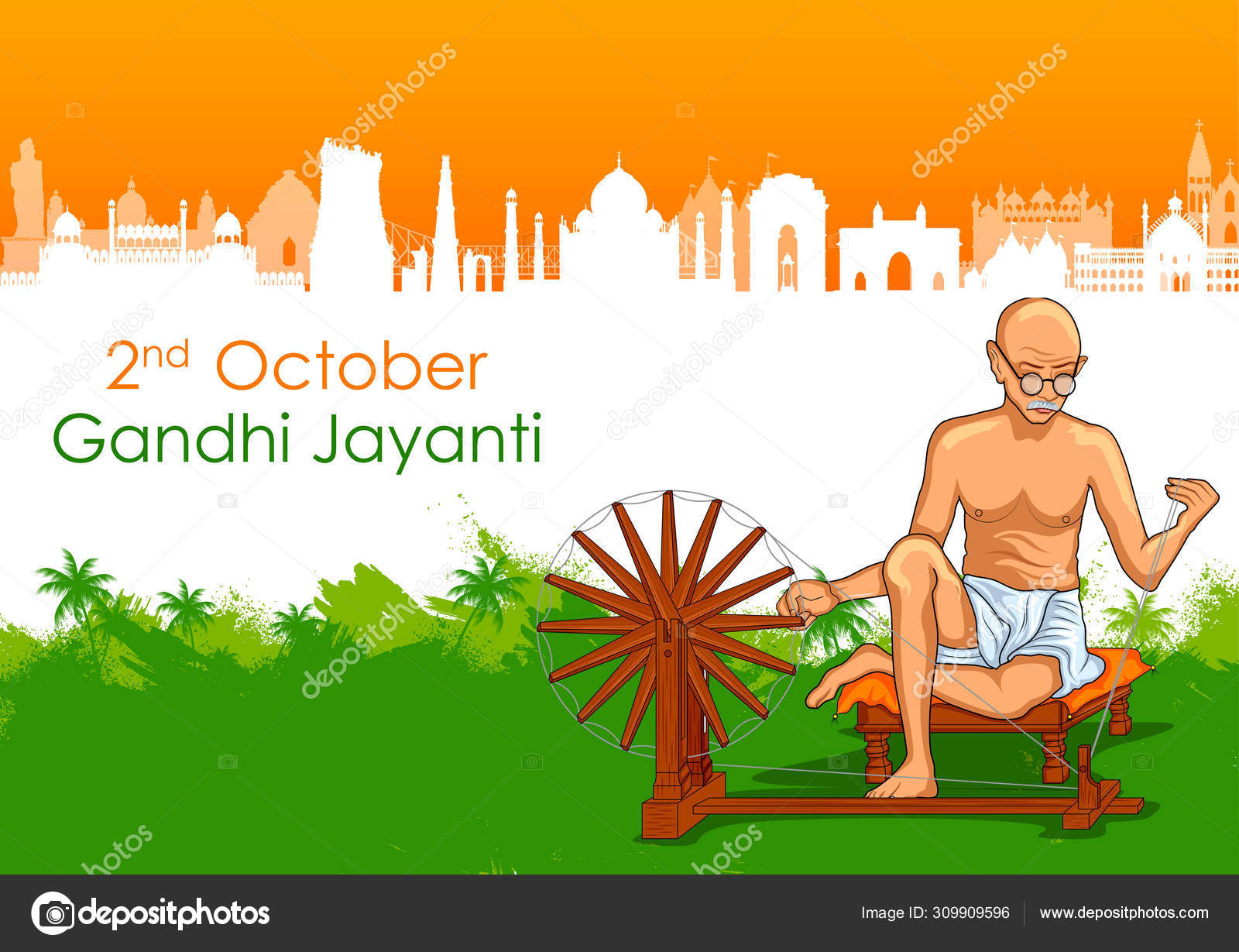 India background with Nation Hero and Freedom Fighter Mahatma Gandhi for Gandhi  Jayanti Stock Vector Image by ©vectomart #309909596