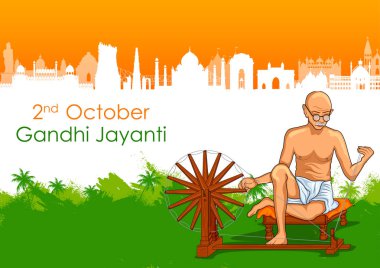 India background with Nation Hero and Freedom Fighter Mahatma Gandhi for Gandhi Jayanti clipart