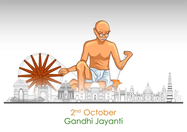 Indie tło z Nation Hero i Freedom Fighter Mahatma Gandhi dla Gandhi Jayanti — Wektor stockowy