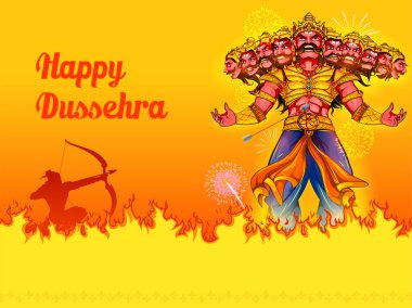 Tanrı Rama ve Ravana Dussehra Navratri Festivali'nde Hindistan poster