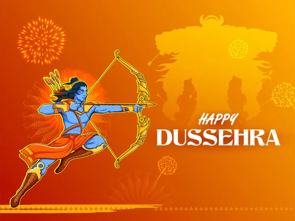 Heer Rama en Ravana in Dussehra Navratri festival voor India poster — Stockvector